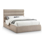 Adam Linen Textured Fabric Upholstered Queen Bed in Beige