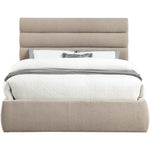 Adam Linen Textured Fabric Upholstered Queen Bed in Beige