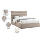 Adam Linen Textured Fabric Upholstered Queen Bed in Beige
