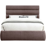Adam Linen Textured Fabric Upholstered Queen Bed in Brown