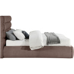 Adam Linen Textured Fabric Upholstered Queen Bed in Brown