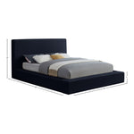 Dorian Velvet Upholstered Queen Bed in Navy