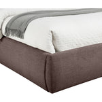 Adam Linen Textured Fabric Upholstered Queen Bed in Brown