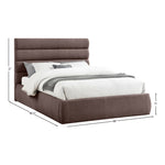 Adam Linen Textured Fabric Upholstered Queen Bed in Brown