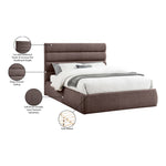 Adam Linen Textured Fabric Upholstered Queen Bed in Brown