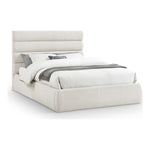 Adam Linen Textured Fabric Upholstered Queen Bed in Cream