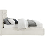 Adam Linen Textured Fabric Upholstered Queen Bed in Cream