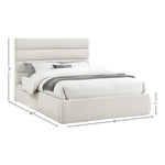 Adam Linen Textured Fabric Upholstered Queen Bed in Cream