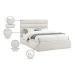 Adam Linen Textured Fabric Upholstered Queen Bed in Cream