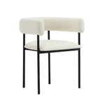 Onda Vegan Leather Metal Dining Chair in Ivory