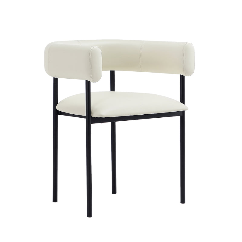 Onda Vegan Leather Metal Dining Chair in Ivory
