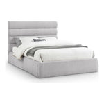 Adam Linen Textured Fabric Upholstered Queen Bed in Grey