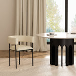 Onda Vegan Leather Metal Dining Chair in Ivory