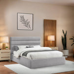 Adam Linen Textured Fabric Upholstered Queen Bed in Grey