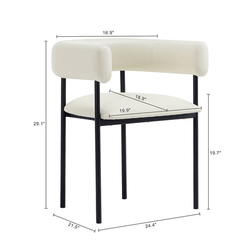 Onda Vegan Leather Metal Dining Chair in Ivory