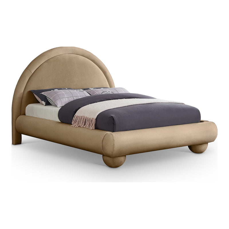 Madrid Velvet Upholstered King Bed in Beige