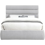 Adam Linen Textured Fabric Upholstered Queen Bed in Grey