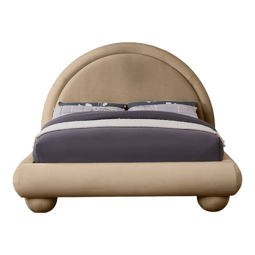 Madrid Velvet Upholstered King Bed in Beige