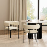 Onda Vegan Leather Metal Dining Chair in Ivory