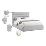 Adam Linen Textured Fabric Upholstered Queen Bed in Grey
