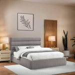 Adam Linen Textured Fabric Upholstered Queen Bed in Taupe