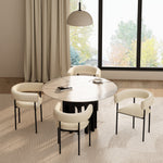 Onda Vegan Leather Metal Dining Chair in Ivory