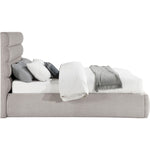 Adam Linen Textured Fabric Upholstered Queen Bed in Taupe