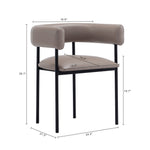 Onda Vegan Leather Metal Dining Chair in Taupe