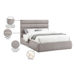 Adam Linen Textured Fabric Upholstered Queen Bed in Taupe