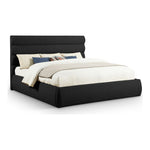Adam Boucle Fabric Upholstered King Bed in Black