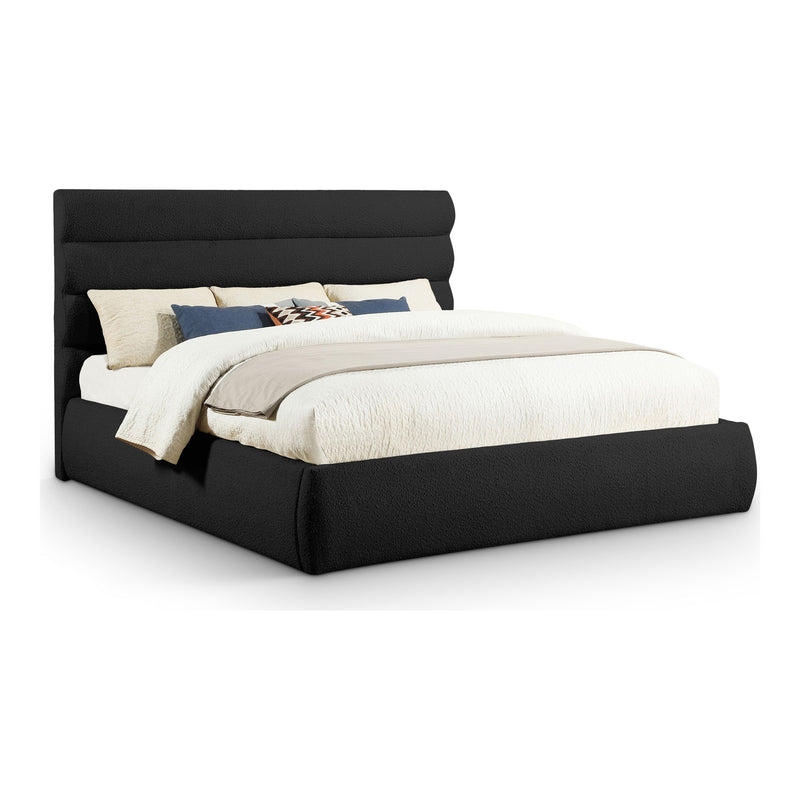 Adam Boucle Fabric Upholstered King Bed in Black