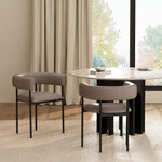 Onda Vegan Leather Metal Dining Chair in Taupe