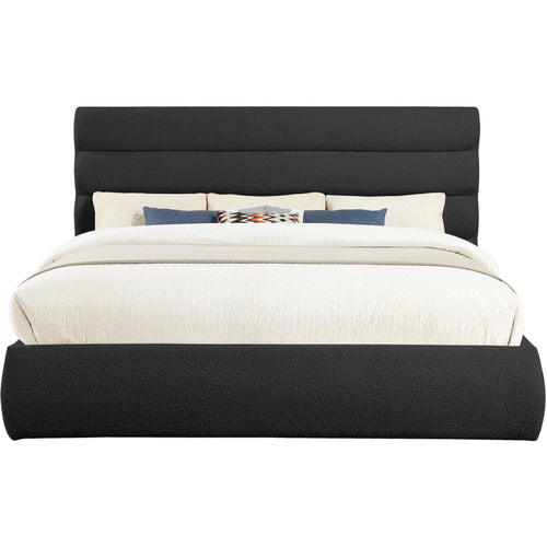 Adam Boucle Fabric Upholstered King Bed in Black