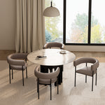 Onda Vegan Leather Metal Dining Chair in Taupe