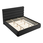 Adam Boucle Fabric Upholstered King Bed in Black