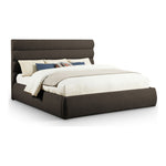 Adam Boucle Fabric Upholstered King Bed in Brown