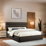 Adam Boucle Fabric Upholstered King Bed in Brown