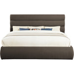 Adam Boucle Fabric Upholstered King Bed in Brown