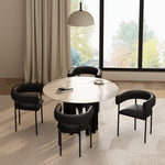 Onda Vegan Leather Metal Dining Chair in Black
