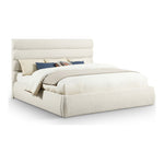 Adam Boucle Fabric Upholstered King Bed in Cream