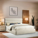 Adam Boucle Fabric Upholstered King Bed in Cream