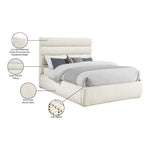 Adam Boucle Fabric Upholstered King Bed in Cream