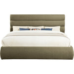 Adam Boucle Fabric Upholstered King Bed in Olive