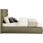 Adam Boucle Fabric Upholstered King Bed in Olive