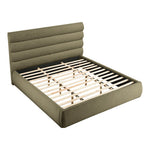 Adam Boucle Fabric Upholstered King Bed in Olive