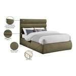 Adam Boucle Fabric Upholstered King Bed in Olive