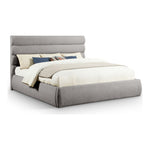 Adam Boucle Fabric Upholstered King Bed in Taupe