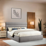 Adam Boucle Fabric Upholstered King Bed in Taupe