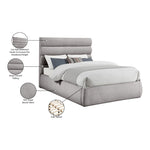 Adam Boucle Fabric Upholstered King Bed in Taupe