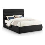 Adam Boucle Fabric Upholstered Queen Bed in Black